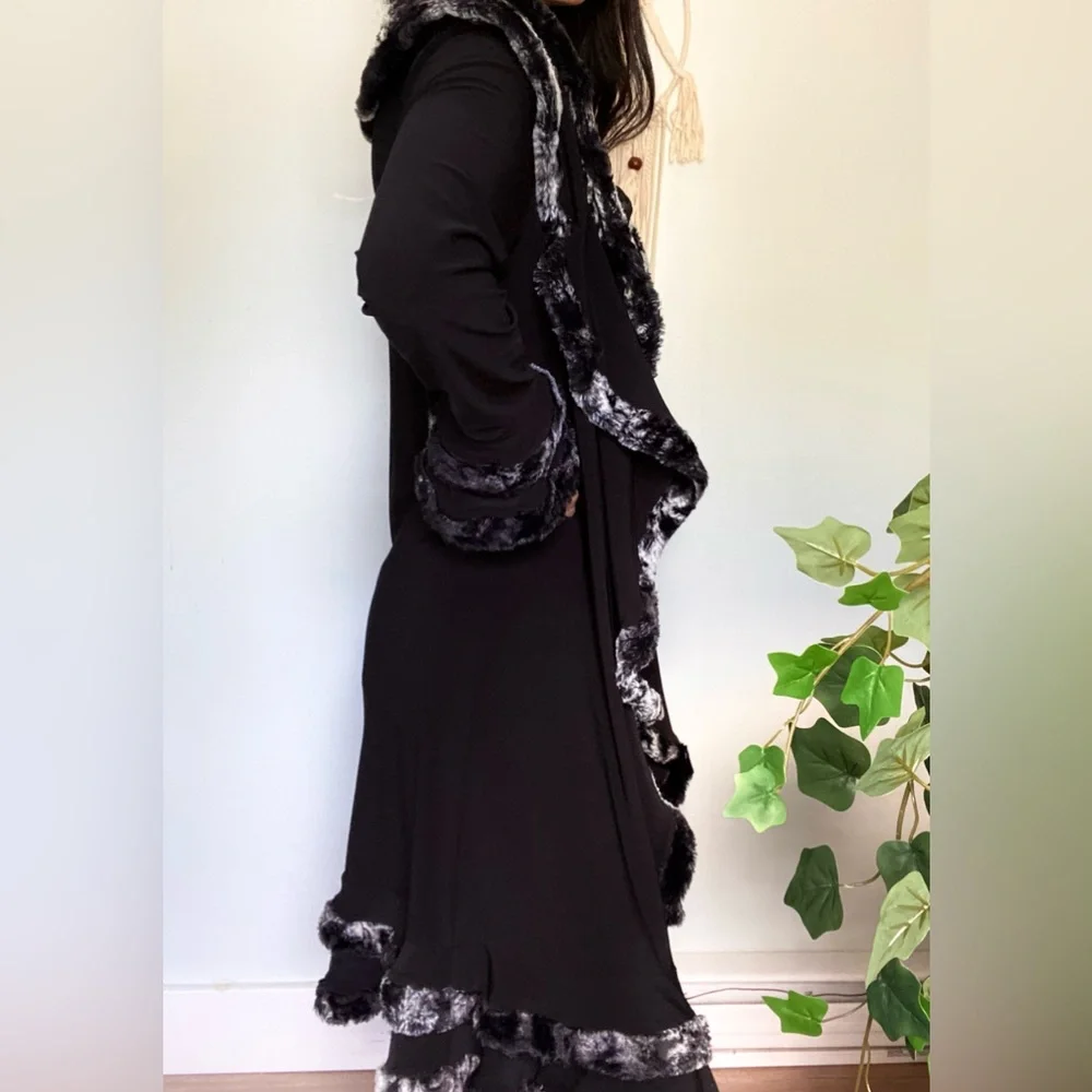 Vintage Joseph Ribkoff black draped ruffled duster - Picture 2 of 10